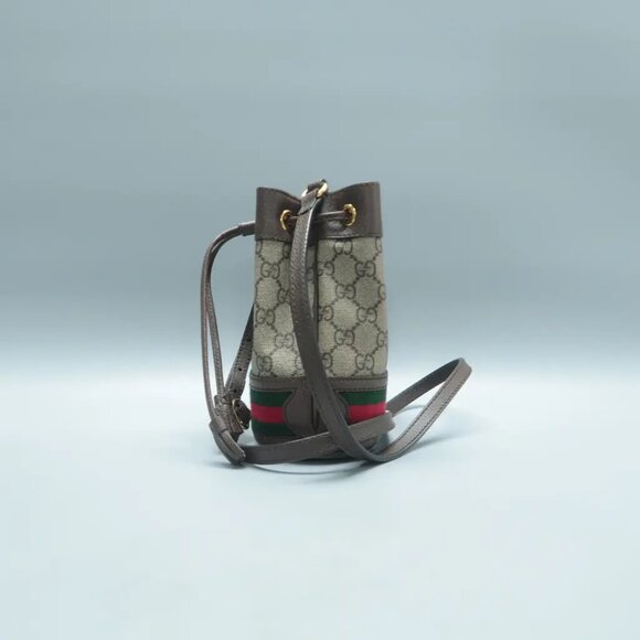 100% Authentic GUCCI  Ophidia Brown Canvas Shoulder Bag 929-101524 - Picture 4 of 12